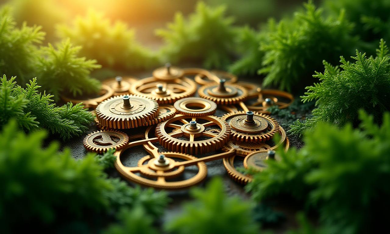 Abstract clockwork and nature integration